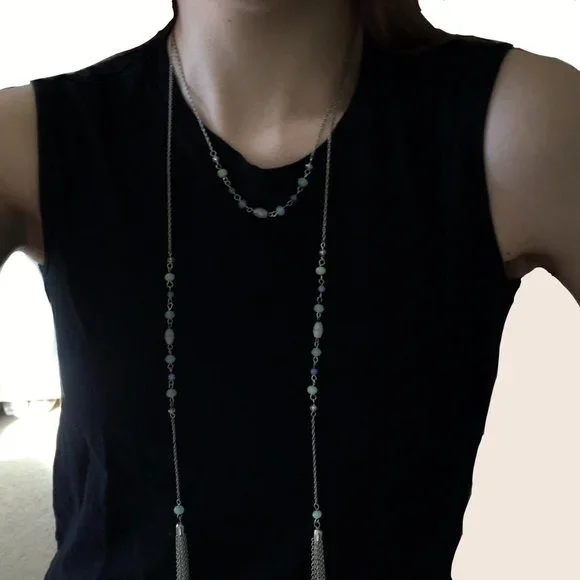 beaded layered necklace with tassels - Picture 1 of 4